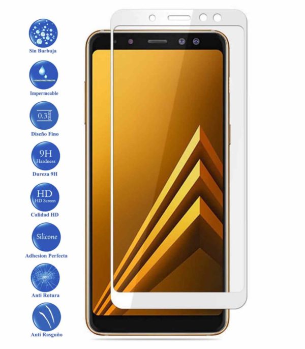 LCD cover screen protector Full Tempered Glass Samsung Galaxy A Plus White