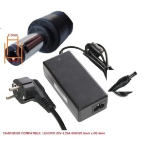 Chargeur Adaptable Pour PC Portable LENOVO 3.25A Bec Rond - Noir