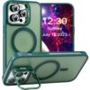 Case Coque pour iPhone 12 Pro Max avec 3 Protection Camera - MagSafe - Support - Matte Vert